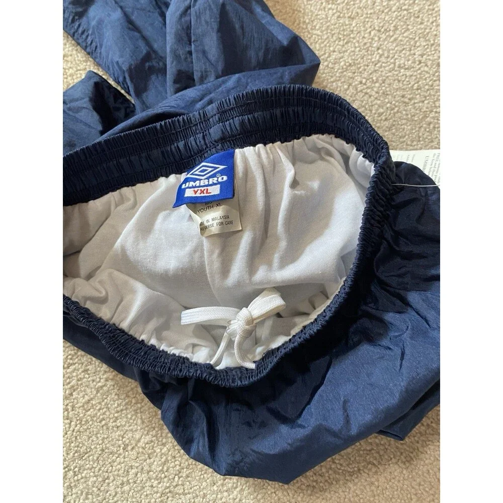 Vintage 1995 Umbro Youth XL Rosario Track Pants Navy Blue NWT 90s Soccer